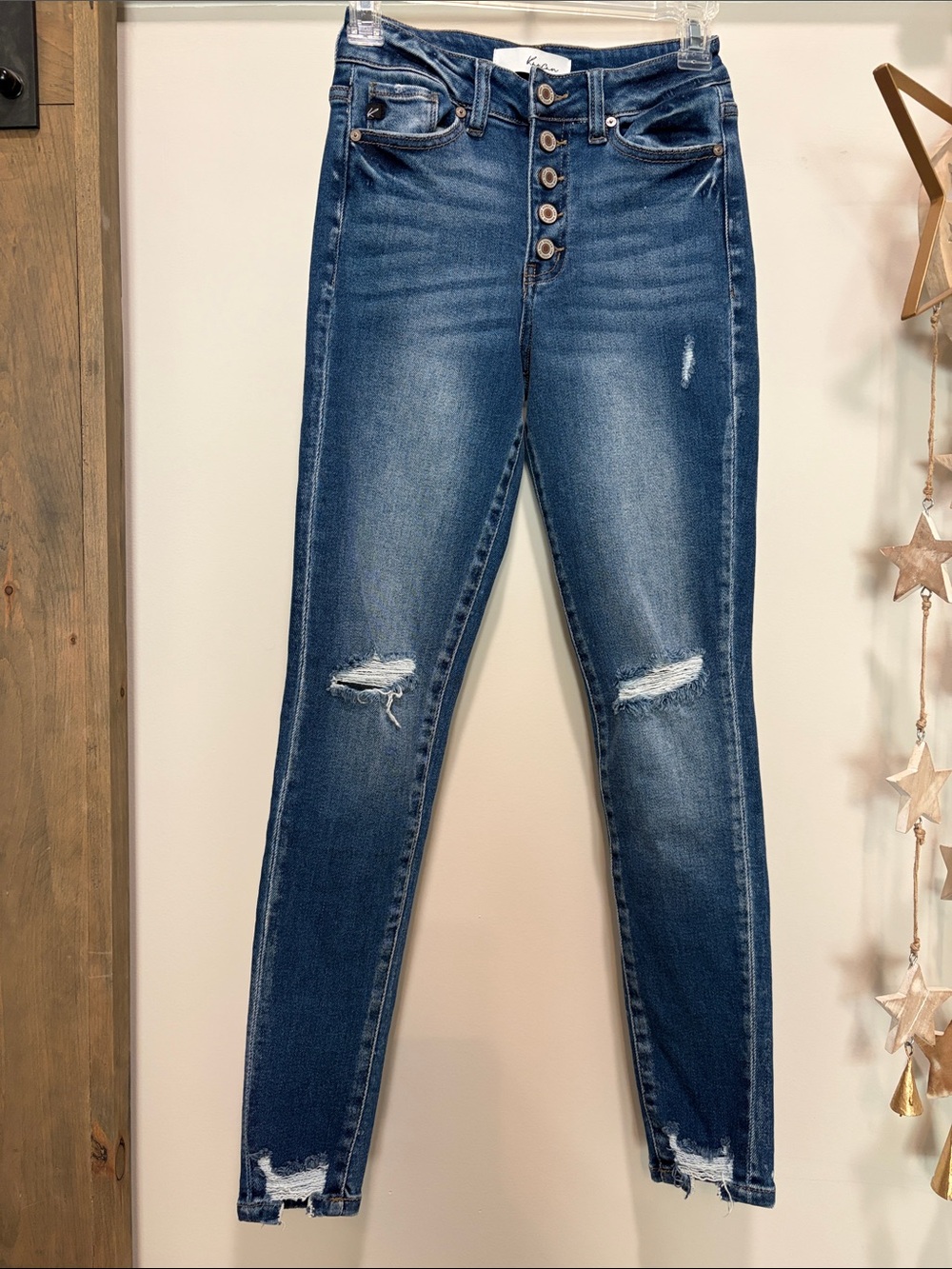 KanCan Dark Blue High-Rise Distressed Skinny Jeans